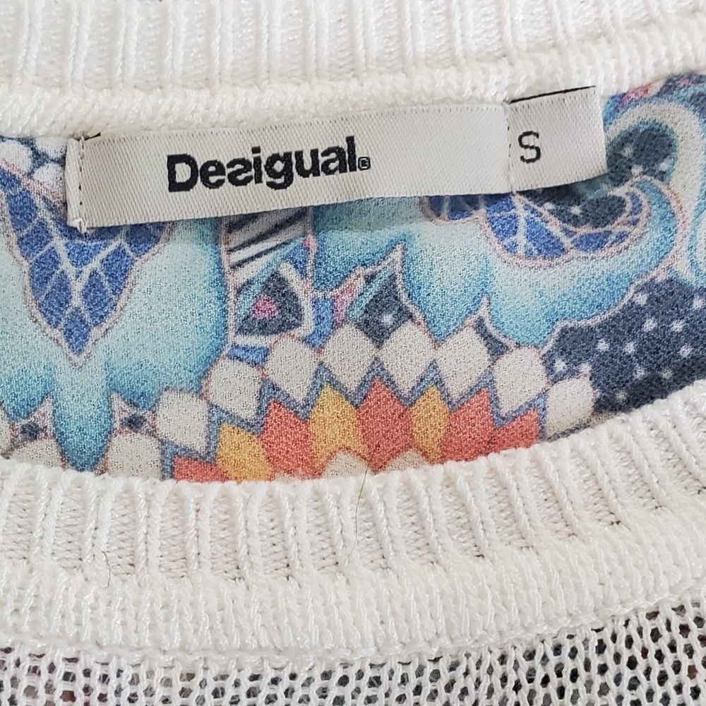 5/$25 Desigual Carol Holey Layered Sweater Bright - Picture 10 of 11
